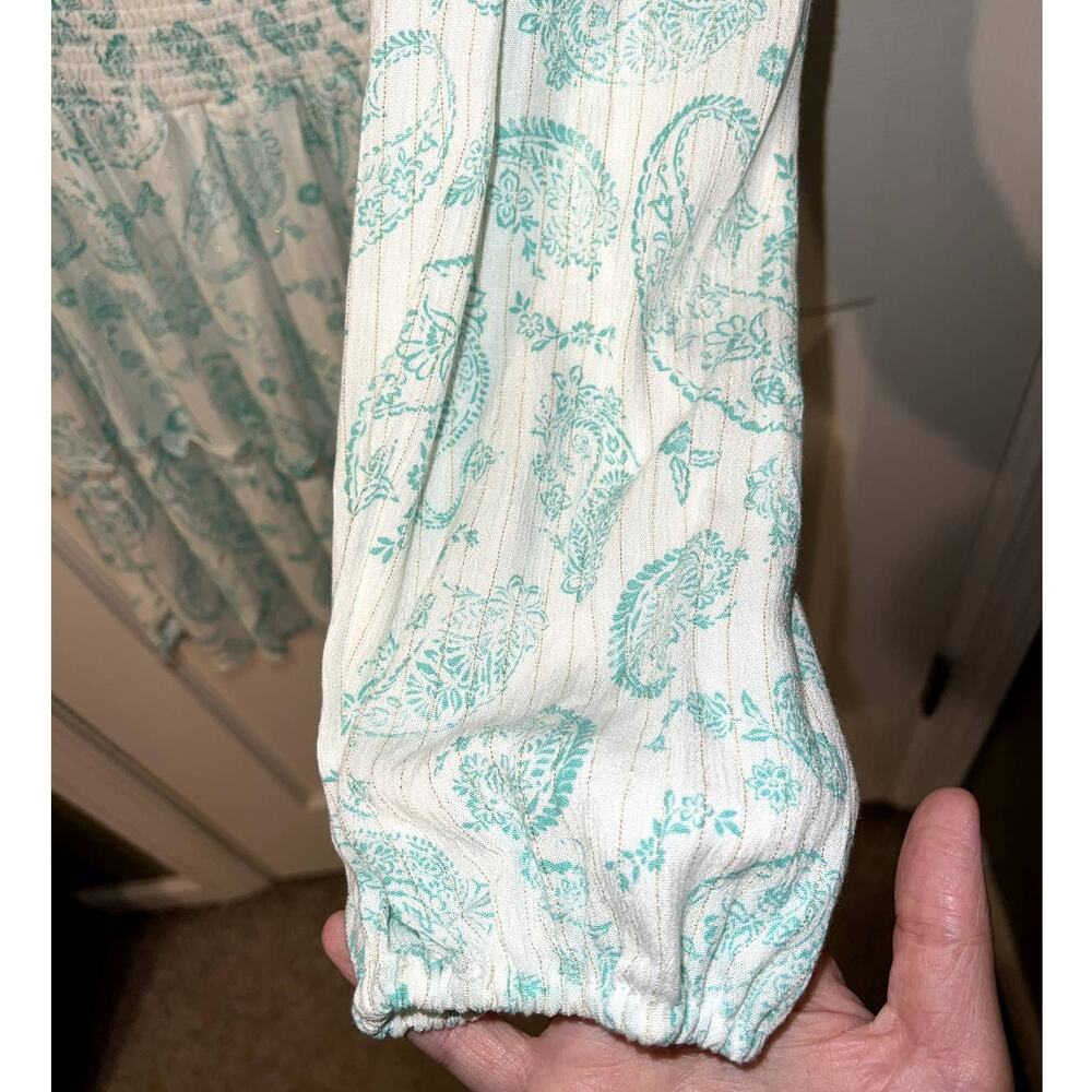 New House of Harlow Ruffle Smocked Waistband Paisley Print Dress Size XS - Picture 4 of 7